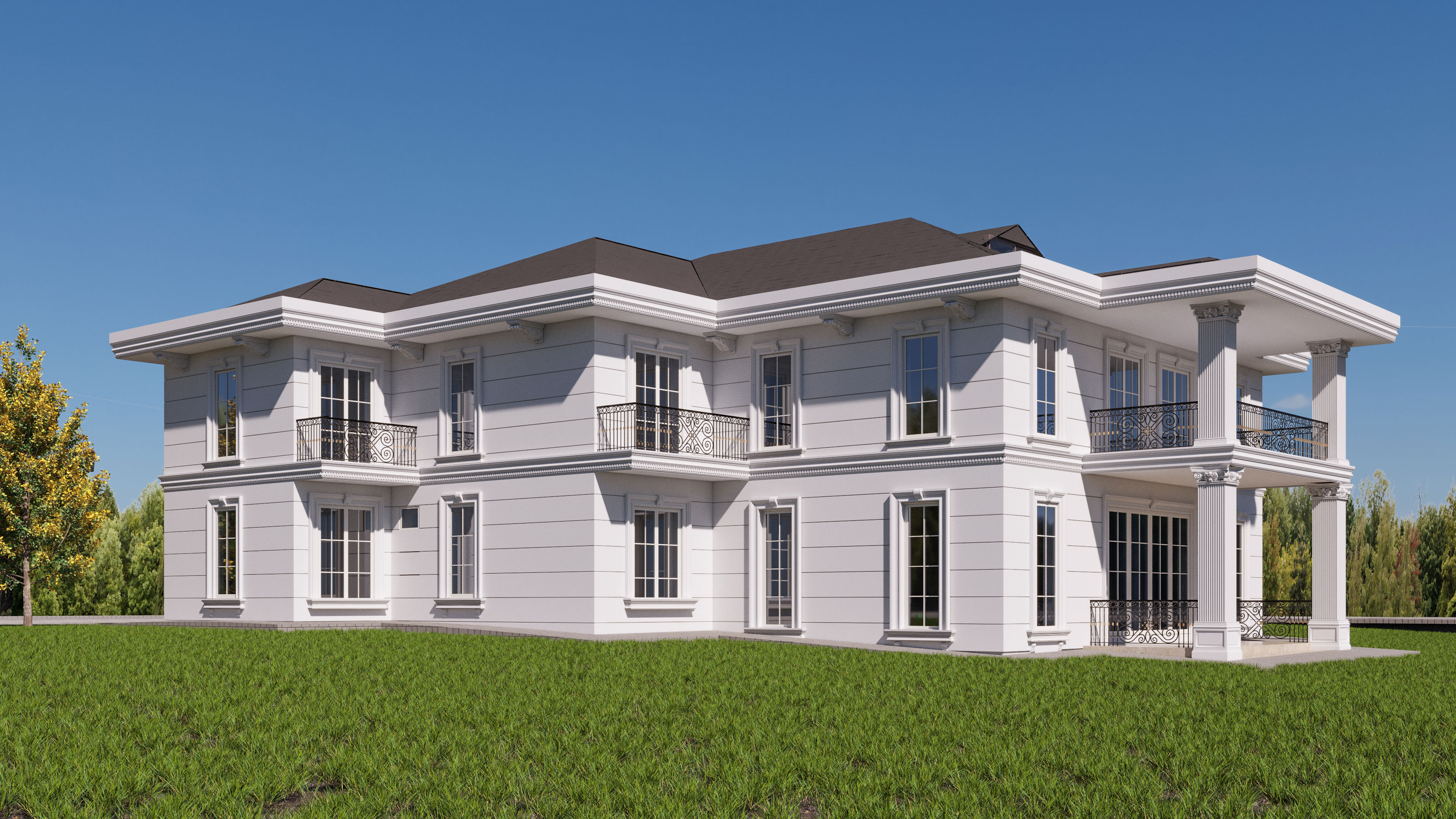 Classic facade villa design 05